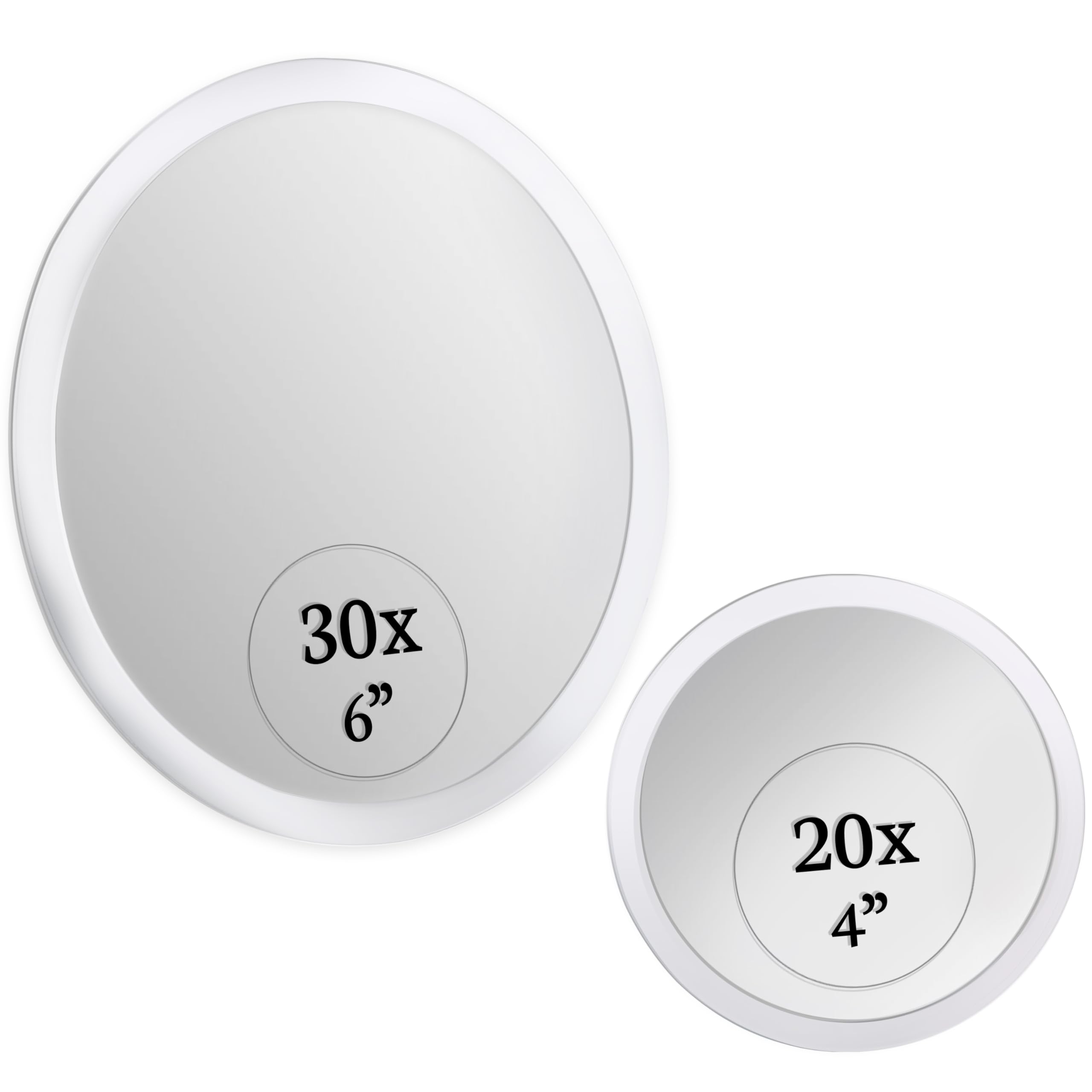 30fach und 20fach Vergrößerungsspiegel mit Saugnapf - Ultrapräziser Kosmetikspiegel für Bad, Magnifying Mirror Set - 30 Fach (15 cm) und 20 Fach (10 cm) Spiegel Set 15L x 10B cm Angebot bei HelloDeals