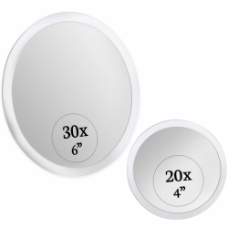 30fach und 20fach Vergrößerungsspiegel mit Saugnapf - Ultrapräziser Kosmetikspiegel für Bad, Magnifying Mirror Set - 30 Fach (15 cm) und 20 Fach (10 cm) Spiegel Set 15L x 10B cm Angebot bei HelloDeals