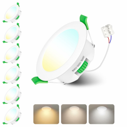 Led Spots 230V, Einbaustrahler Led, 4W 55-65mm EinbauØ，IP44, Dimmbar，Deckenspots Flach Warmweiß 3000K Neutralweiß 4000K Kaltweiß 6500K für Badezimmer, Küche, Wohnzimmer,6er Set 4w Weiß /Lochmaß 55-65mm 3CCT/6er Set Angebot bei HelloDeals