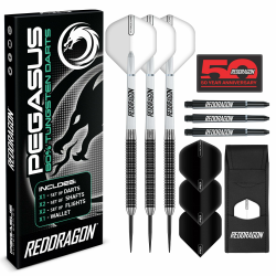 RED DRAGON Darts - Pegasus Profi 80% Tungsten Darts Set | Erhältlich mit Dartpfeile Metallspitze 21g, 23g, 24g, 25g, 26g, 28g, 30g Steeldarts | Dart Pfeile mit Flights, Schäften & Etui Black 23G Schwarz Angebot bei HelloDeals