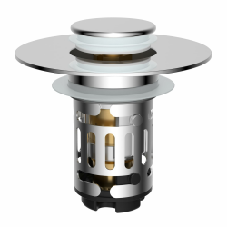 Hibbent Verbesserter 3-in-1 Waschbeckenstöpsel, Pop-Up Abflusssieb Stöpsel mit abnehmbarem Edelstahl-Filterkorb Haarfänger, Abflussstopfen für 30-60mm Beckenloch, Messing-Bullet-Kern, Chrom Angebot bei HelloDeals