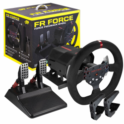 FRTEC - Lenkrad mit Pedalen FR FORCE, Force-Feedback 3,2 Nm, Doppelmotor, abnehmbare Felge, Zahnräder und Achse aus Stahl, Alcantara-Finish für PS4, Xbox Series Xbox One und PC Angebot bei HelloDeals