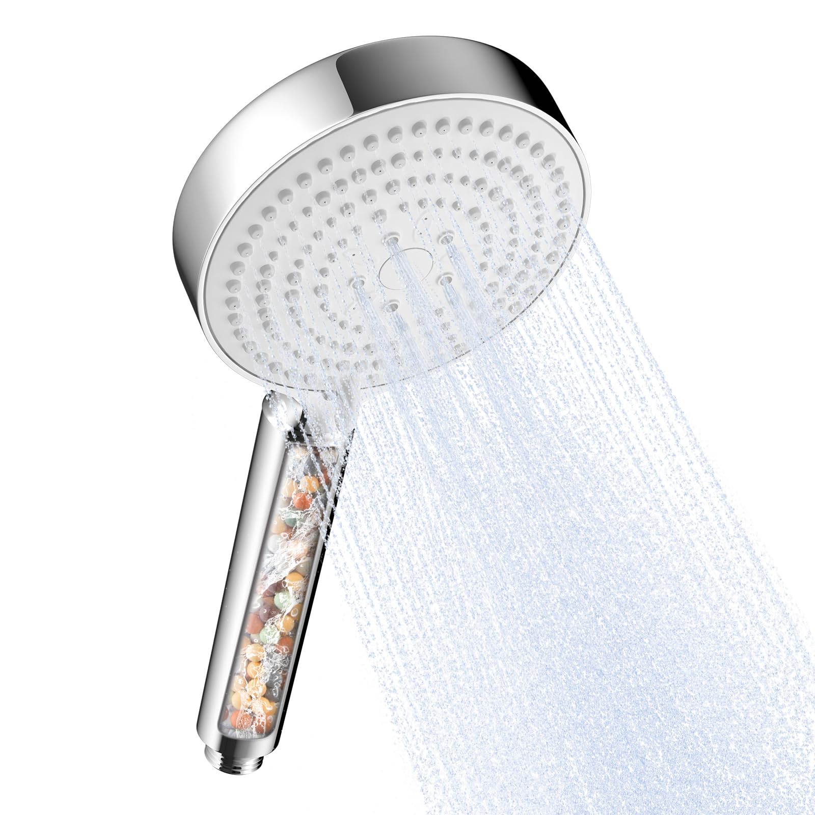 OFFO Duschkopf mit Filter, 13cm Duschkopf Groß mit 6 Strahlarten, Handbrause mit Filtration in 20 Schichten, Duschbrause für Duschkopf Wassersparend, Shower Head, Duschkopf mit Kalkfilter, Chrom+Weiß Duschkopf Chrom Angebot bei HelloDeals