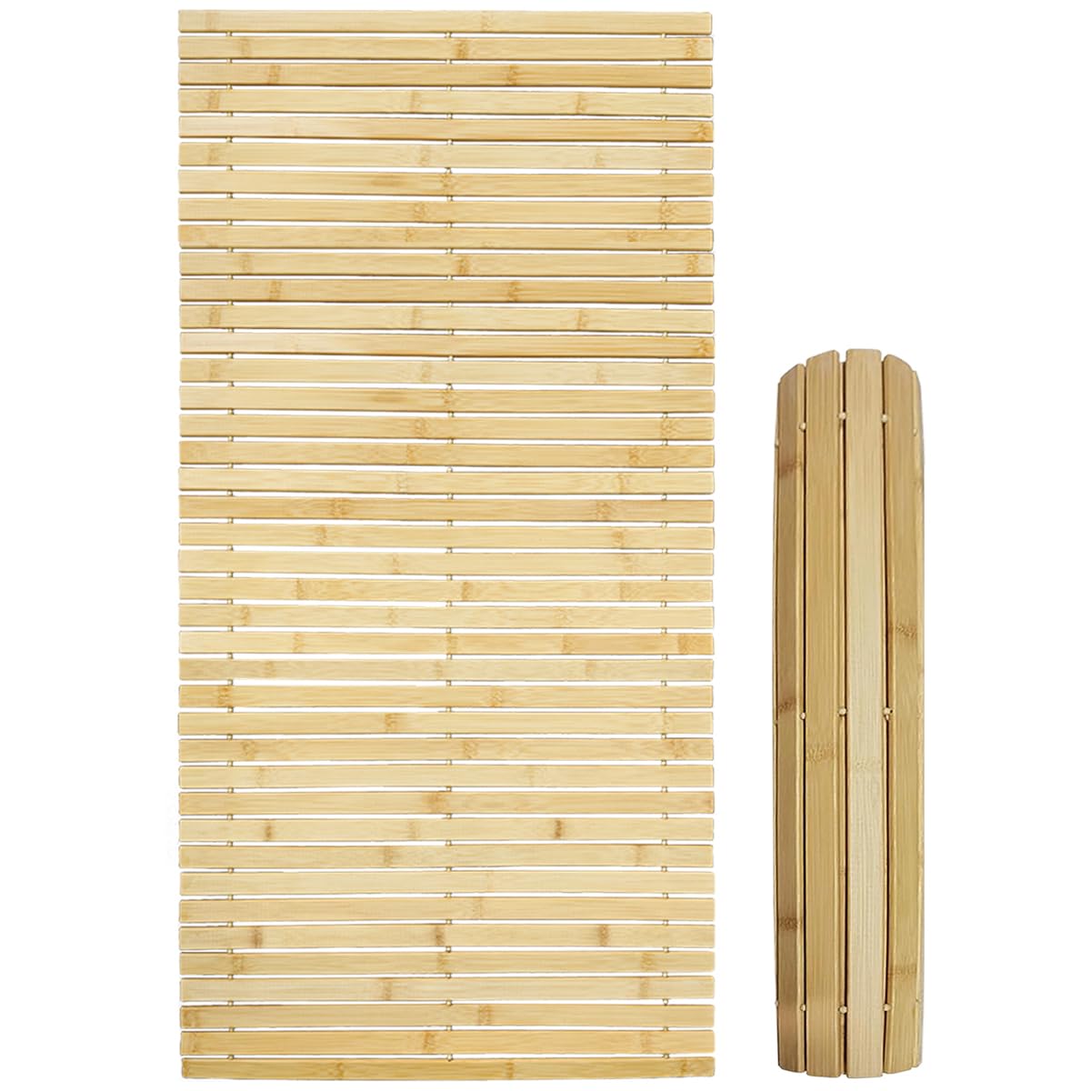 Badematte Holz Sauna Bodenrost Rollrost Fussmatte aus Bambus 100 x 50 cm, Sauna Türmatte Rollrost Fußmatte, Sauna bodenmatte/badvorleger Holz Angebot bei HelloDeals