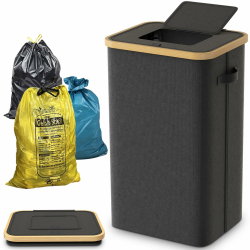 Gelber Sack Ständer Mülleimer mit Deckel Müllsackständer für Gelbe Säcke Müllsackhalter für Küche & Haushalt 60-120L Müllsystem Behälter Schwarz Angebot bei HelloDeals