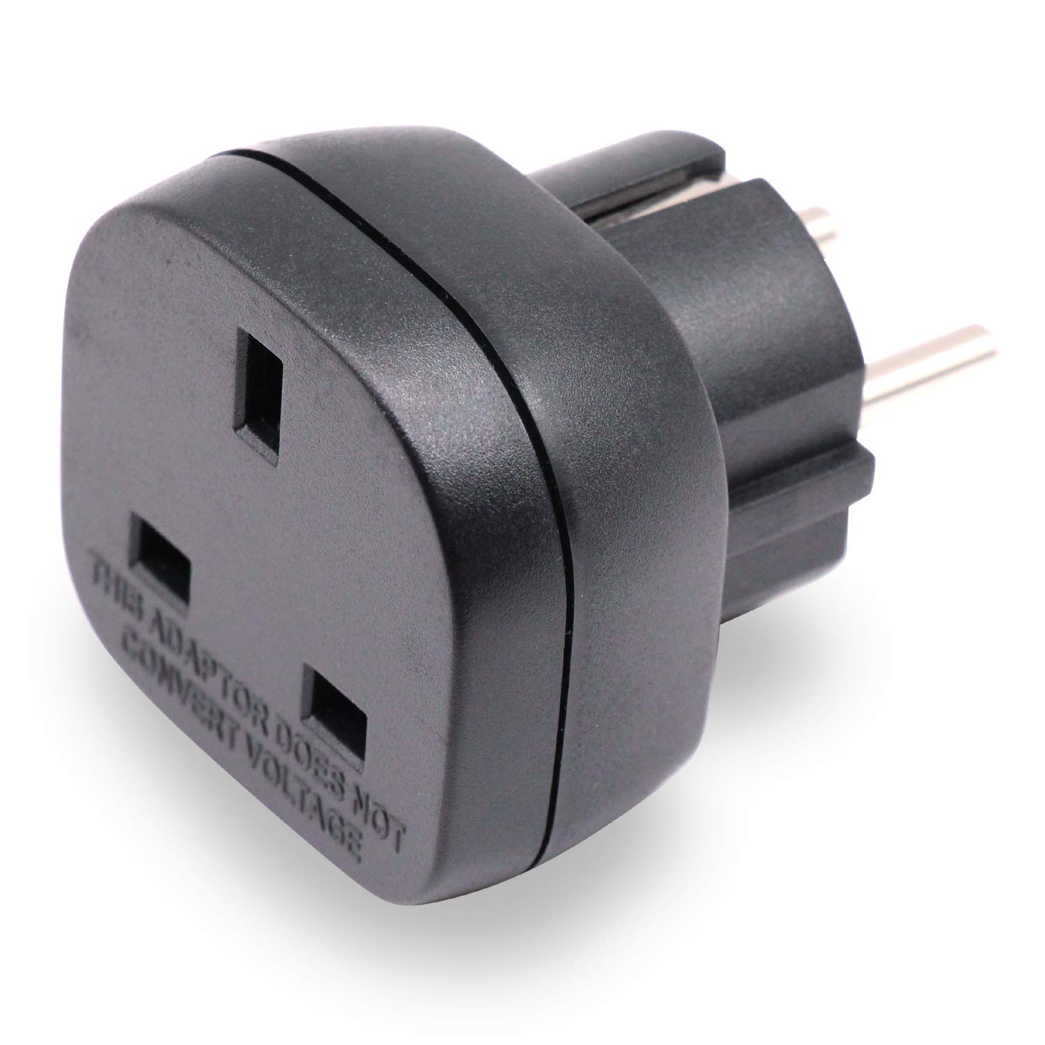 BS 8546 Zugelassen UK auf EU/DE Adapterstecker, 3-polig Elektronikgerät aus UK Adapter auf 2-polige EU-Steckdose/Deutschland Steckdose mit Sicherheitsverschluss (1 Stück Schwarz) Angebot bei HelloDeals