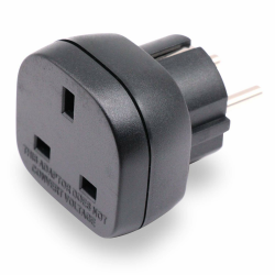 BS 8546 Zugelassen UK auf EU/DE Adapterstecker, 3-polig Elektronikgerät aus UK Adapter auf 2-polige EU-Steckdose/Deutschland Steckdose mit Sicherheitsverschluss (1 Stück Schwarz) Angebot bei HelloDeals