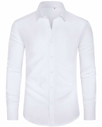 J.VER Hemd Herren Langarm Businesshemden Knitterfreies Stretchhemd Regular Fit Freizeithemden Bügelleichtes Unifarben Anzughemd 4XL Alle Weiß Angebot bei HelloDeals