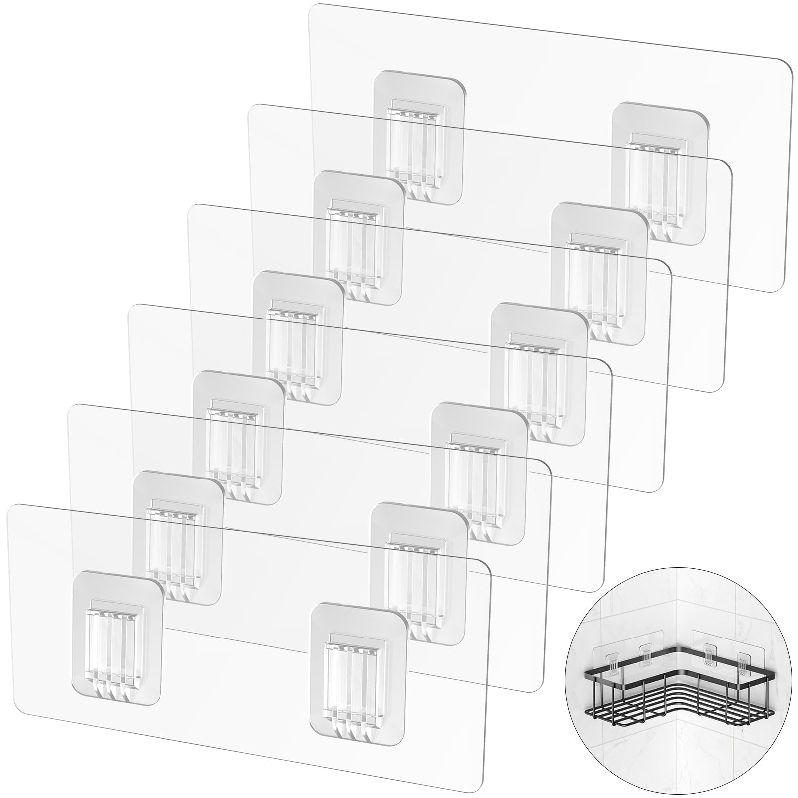 6 Stück Klebehaken für Ecke Duschablage, Verdickte und Superklebrige Wandhaken für Duschregal, Wasserdicht Duschkörbe Ersatzhaken, Wall Hooks for Shower Caddy (für Metallstreifen-Duschablage) Angebot bei HelloDeals