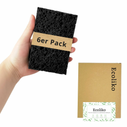 Quellschwamm aus Zellulose, Schwamm ohne Mikroplastik, Schwarz [6er Pack] biologisch abbaubar | saugstark & waschbar | aufgequollen ca. 11×6,5×1,5cm Angebot bei HelloDeals