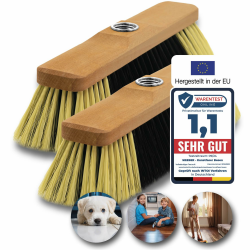 2 x Besenkopf aus Buchenholz - inkl. Metall-Schraubgewinde - robuster Zimmerbesen für innen - Stubenbesen aus Holz - ca. 30cm breit - universell passend Angebot bei HelloDeals