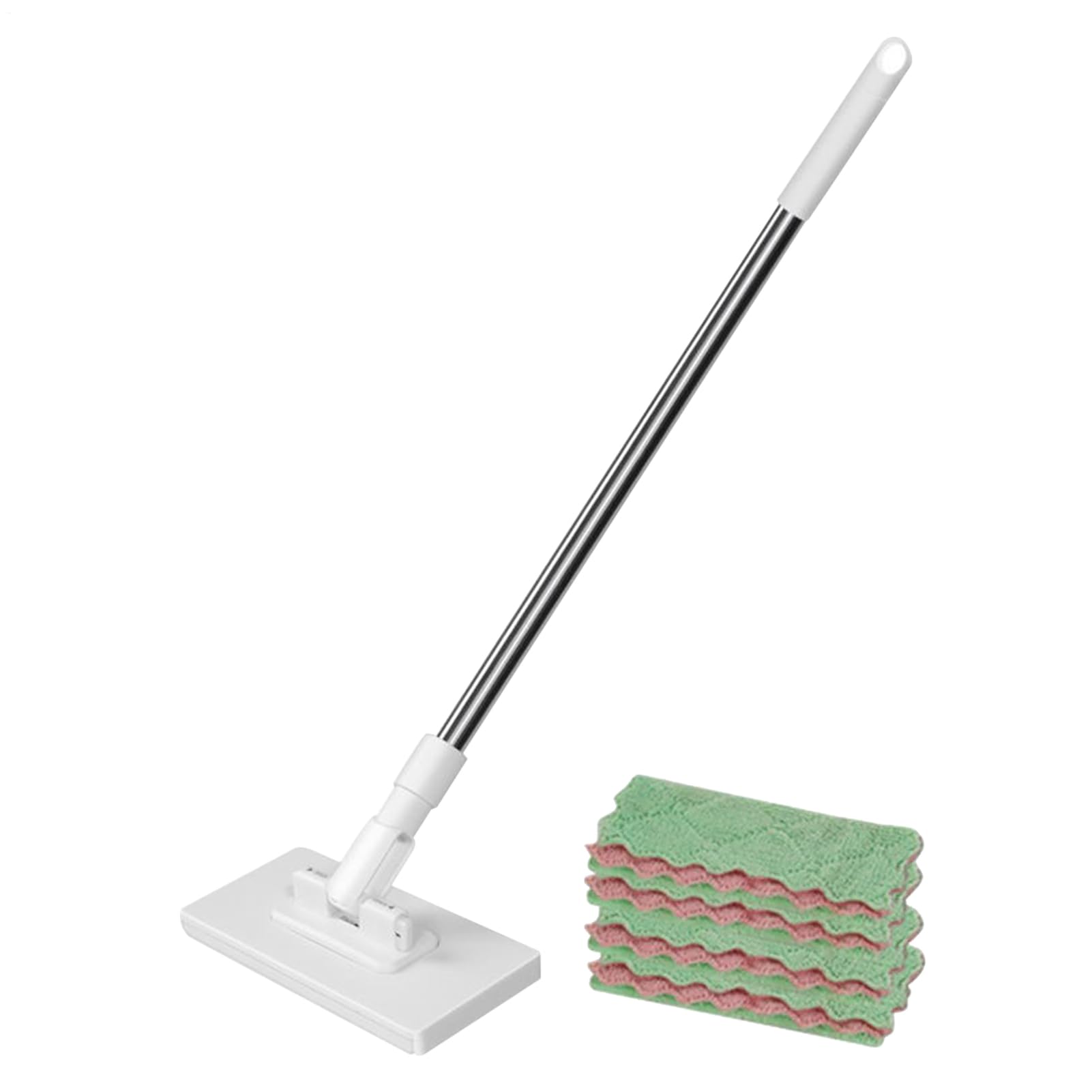 Neu Wischmopp Mit Druck-Klemm-System Mit 4 Stück Mop Pads, Wischer Mop Ohne Händewaschen, Automatisches Klemmtuch, EIN Taste Zum Wechseln, 360 Grad Beweglicher Drehkopf, Für Haushalt Büro Angebot bei HelloDeals