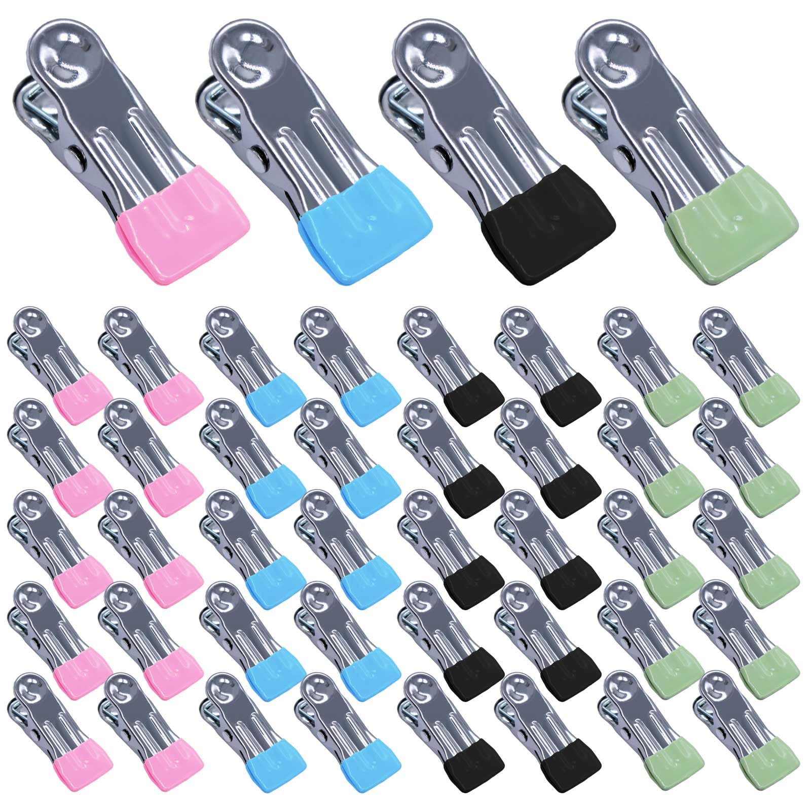 40 Stück Wäscheklammern Edelstahl klammern Metall Wäscheklammer Multifunktionale rutschfeste Metallklammern Stabil für Socken Handtuch Lebensmittelversiegelung (Blau, Schwarz, Grün, Rosa) Angebot bei HelloDeals