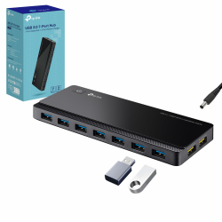 TP-Link UH720 7-Port USB 3.0 Hub mit netzteil, 2 × 2,4A Ladeports, 5 Gbit/s High-Speed USB Splitter, Netzadapter & USB-Kabel, kompatibel mit Windows, Mac OS, Linux, für Laptop, PC, Tablet Standard 7×USB 3.0-Port+2×Ladeports Angebot bei HelloDeals