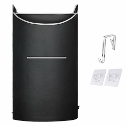 Über-Tür Wäschesammler, Wäschesack zum Aufhängen,Korb für Badezimmer, Schrank, platzsparende Aufbewahrung,wäschekorb hängend mit 2 Stück Edelstahl Haken & 2 Stück Saughaken(89x56CM, Scharz) Schwarz Wäschekorb Angebot bei HelloDeals