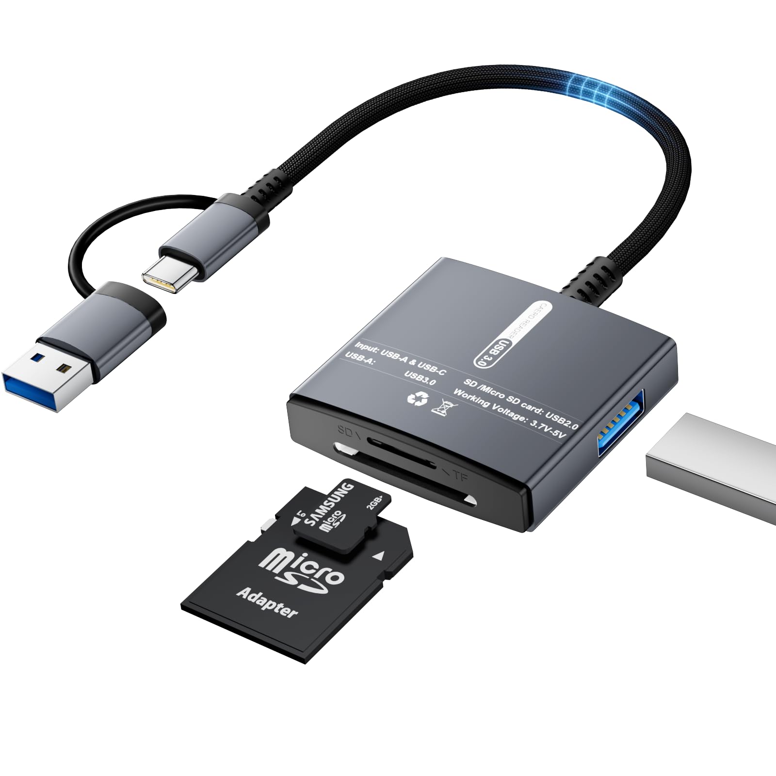 SD Kartenleser USB C & USB 3.0 Stecker, 3 in 1 Kartenlesegerät mit SD, Micro SD/TF and USB Anschluss, Plug-and-Play, SD Card Reader für iPhone 17/16/15, iPad, MacBook und Android-Geräte Angebot bei HelloDeals