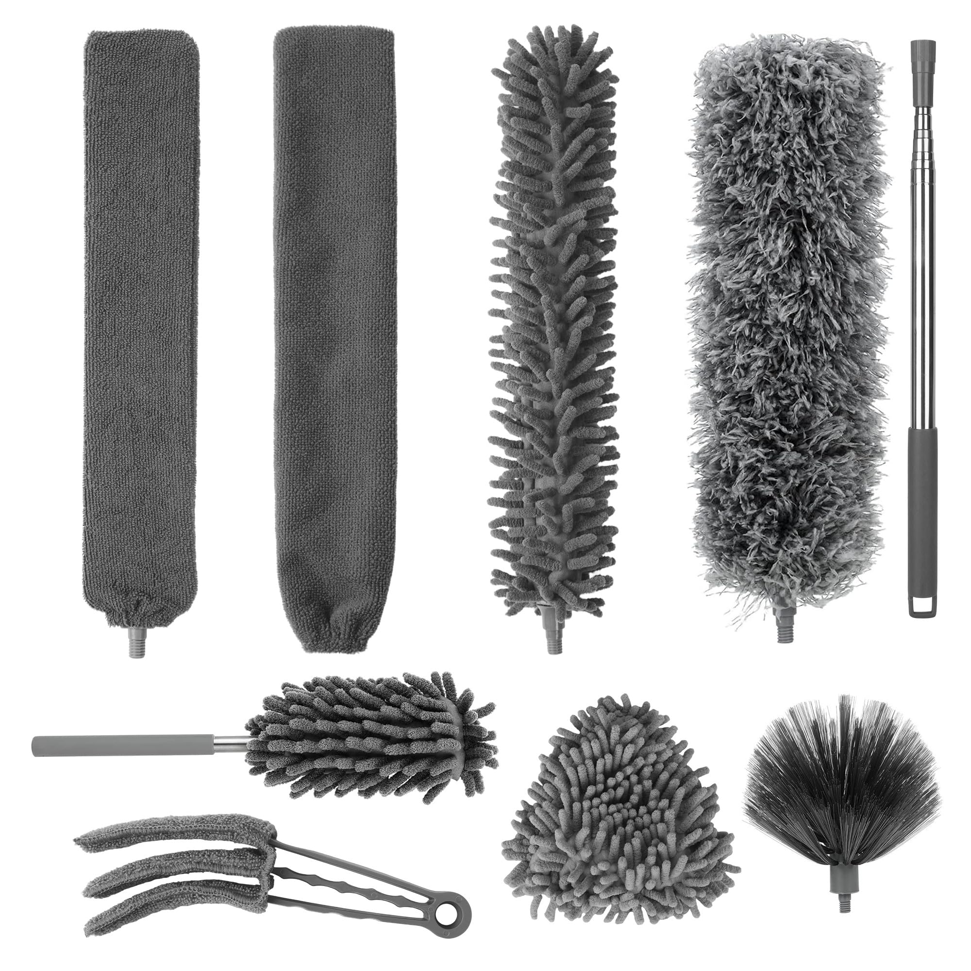 9TeiligesStaubwedel Teleskop, Staubwedel Teleskop Waschbar,Spinnenwebenentfernermit Teleskopstange, einziehbar auf 245 cm, geeignet für Deckenspalten, Deckenventilatoren und Spinnweben,waschbar Angebot bei HelloDeals