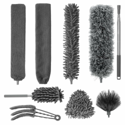 9TeiligesStaubwedel Teleskop, Staubwedel Teleskop Waschbar,Spinnenwebenentfernermit Teleskopstange, einziehbar auf 245 cm, geeignet für Deckenspalten, Deckenventilatoren und Spinnweben,waschbar Angebot bei HelloDeals