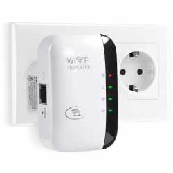 WiFi Extender Booster,WiFi Signal Booster,Internet Coverage Up to 3000 Sq.Ft! Works with 45+ Devices & Features Easy Setup,2.4GHz Band WiFi Extender and LAN Port (Black White, 1) 1 black white Angebot bei HelloDeals
