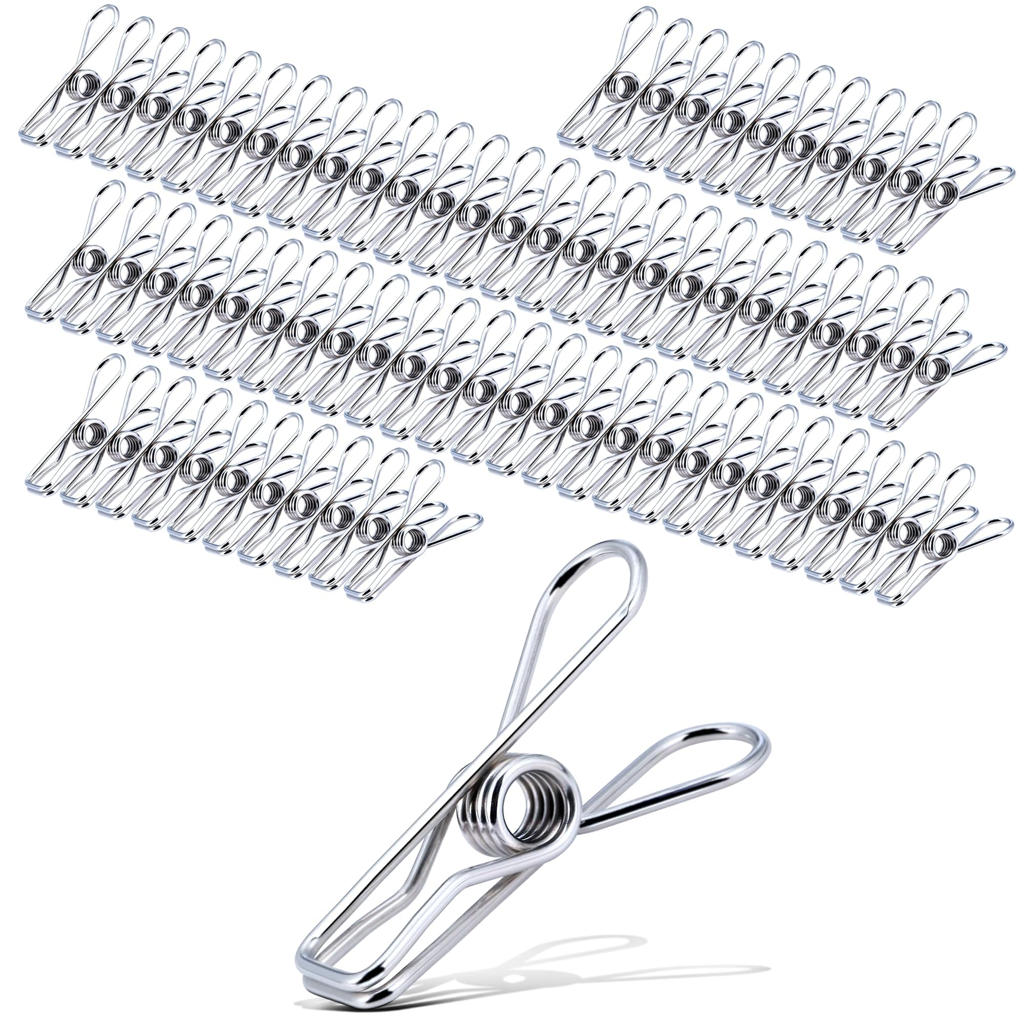 70 Stück Wäscheklammern Edelstahl Stabil Klammern Metall Silber Metallklammern Klammer Wäscheklammer Kluppen für Handtuch, Kleidung, Socken, Clothesline, Camping, Papierdateien,Snacks Seal Angebot bei HelloDeals