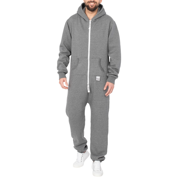 Sheeesh Herren Jumpsuit Overall Onesie Einteiler Hausanzug Baumwolle L Dunkelgrau Angebot bei HelloDeals