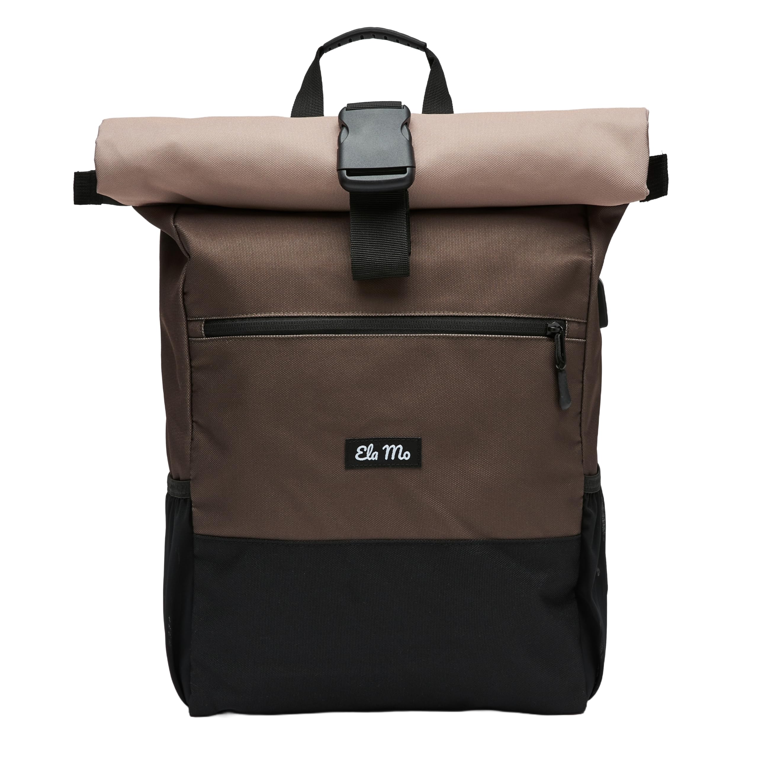 Ela Mo Rucksack Damen - Rolltop schön u. durchdacht - Laptop Rucksäcke für Frauen - Anti Diebstahl Tasche für Schule, Uni, Business (Sand & Olive) Angebot bei HelloDeals