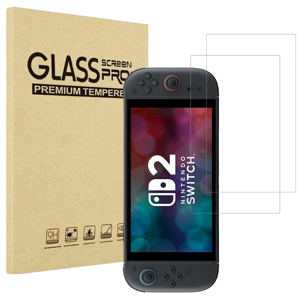 PHONILLICO Hartglas Kompatibel mit Nintendo Switch 2 (2025) [2 Stück] Schutzfolie Panzer Glas Displayschutz Angebot bei HelloDeals