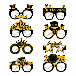xianshi 8 Stück Happy New Year 2026,Silvester Brille 2026,Deko Party Brillen Eve Jahr,Neues Years Accessoires,Decoration Neujahrsbrille Silvesterdeko,Neujahrsbrillen Year-Glitzer-Partybrillen Angebot bei HelloDeals