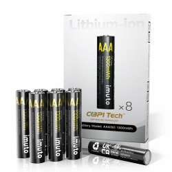 imuto 8 x AAA Lithium Akkus, wiederaufladbare AAA Akku, Typ Li-ion 1300mWh AAA Akkus, geringe Selbstentladung 1.5V AAA Batterien, mit Batterie Schutzbox(Kein Ladegerät) Angebot bei HelloDeals