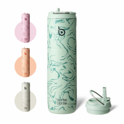 BOTTLE BOTTLE Isolierte Edelstahl Trinkflasche 750 ml mit Strohhalm, Deckel & Griff – Auslaufsicher, BPA-frei, Doppelwandig - Ideale Wasserflasche für Sport, Reisen & Fitness (Berg) Grünes Bergmuster Angebot bei HelloDeals