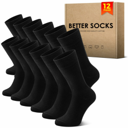 Socken Herren 12 paar Sportsocken Baumwolle Business Socken Lange Atmungsaktive Socks Schwarz/Weiße 39-42 Schwarz*12 Angebot bei HelloDeals
