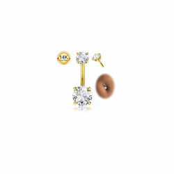 14G 925 Silber Bauchnabelpiercing Hypoallergener Titan Bauchnabelpiercing Gold Chirurgenstahl Runder Zirkonia Piercing Bauchnabel Ring Nabelpiercing Lang 6/8/10/12mm Stablänge Vergoldet (10MM) Angebot bei HelloDeals