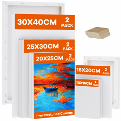 Leinwand zum Bemalen, 10 Stück 5 Größe Keilrahmen,10x15, 15x20, 20x25, 25x30, 30x40cm(je 2 Stück), 280g/m² Dreifach Grundiert Baumwolle Leinwand, Leinwände für Acrylfarbe, Aquarell, Öl, Gouache 10x15cm,15x20cm,20x25cm,25x30cm,30x40cm Angebot bei HelloDeals