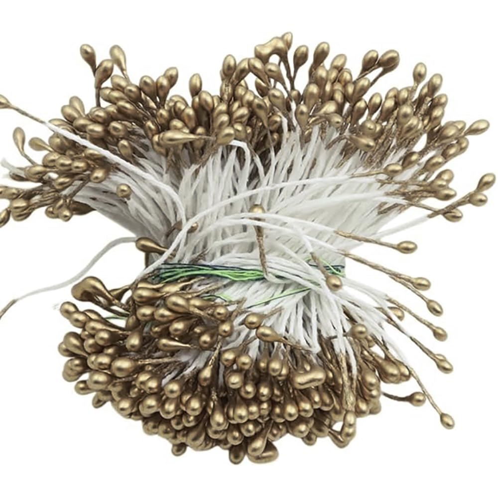 240 Stück Blume Staubblätter,Künstliche Mini Perle Blume Staubblatt Stempel,Doppelköpfe Blumenstaubblätter Stamens für Blume Machen Hochzeit Party Home Scrapbook Dekoration,Gold Gold 240 Angebot bei HelloDeals