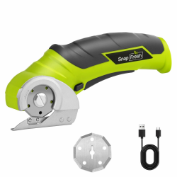 SnapFresh Kartonschneider Akkuschere Elektrische Schere 4V Kabellose Rollschneider Akku-Universalschneider - 2 Selbstschärfende Klingen - für Papier, Pappe, Teppich, Leder, Filz, Kunststoff Grün Angebot bei HelloDeals