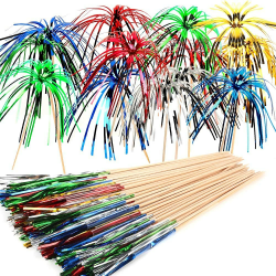 ALINK 100 Stück Cocktailspieße Cocktail Picks Feuerwerk Sticks, Feuerwerk Sticks Cocktail Deko Benutzt für Cocktail Party Dekorationen, Bunte Frucht Zahnstocher Palme Cocktail Picks Angebot bei HelloDeals