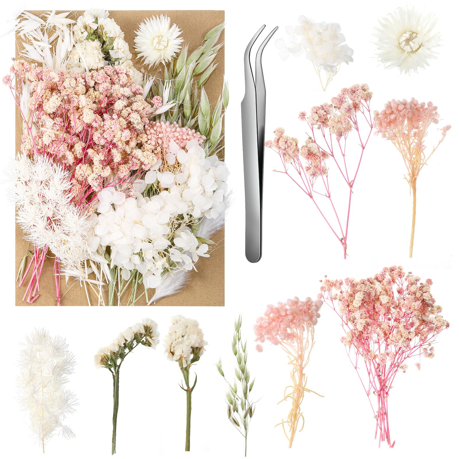 Getrocknete Blumen,Natürliche Trockenblumen zum Basteln Trockenblumen Deko ​für DIY Epoxidharz Kunsthandwerk,Kerzen Deko,Karten Deko,Scrapbooking,Hochzeitsdekoration (Stil A) Angebot bei HelloDeals