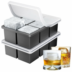 Ankway Eiswürfelform Silikon Groß 2er-Pack, XXL Eiswürfelbehälter mit Deckel für 5cm 12 Eiswürfel, BPA-freie Premium Silikon Eiswürfelform für Gekühlte Getränke, Whisky, Cocktails, Bier und Kaffee 6 Eiswürfel Angebot bei HelloDeals