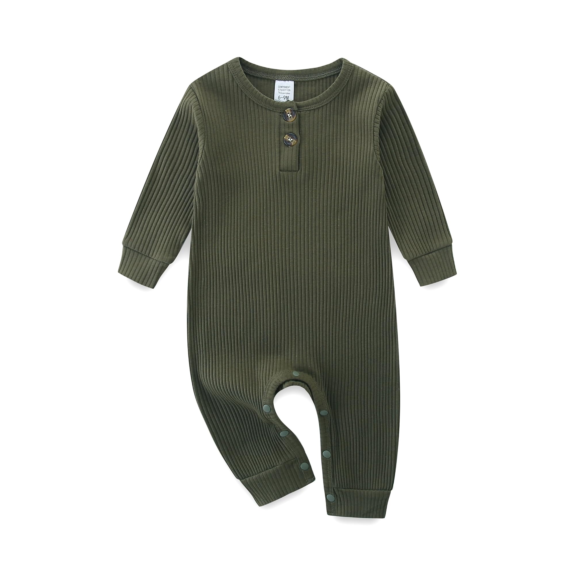 Baby Strampler, Baby Schlafanzug, Baumwolle Strampler Neugeborene, Langarm Schlafanzug Schlafstrampler Pyjama Kleidung Neugeborene Babykleidung für Mädchen und Jungen 0-3 Monate Dunkelgrün 0-3 Monate Angebot bei HelloDeals