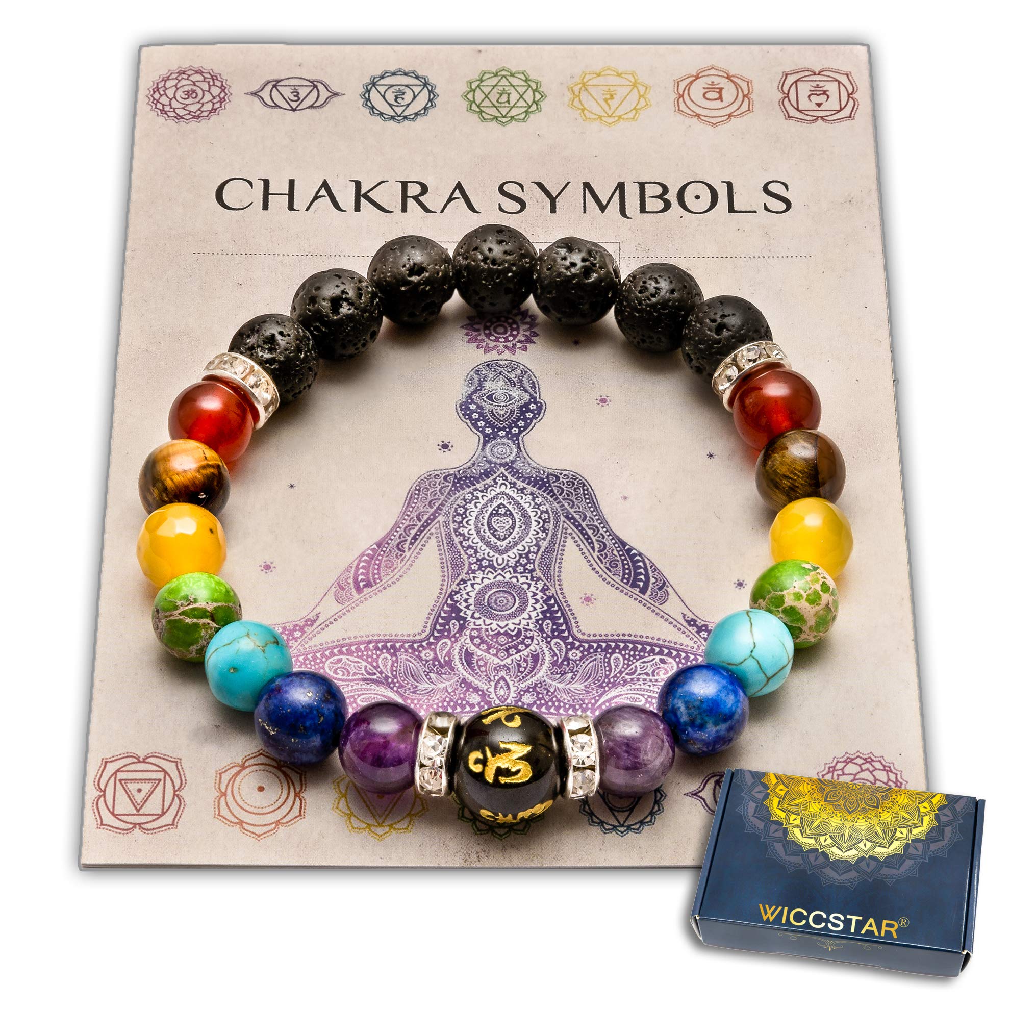 Doppelt Chakra Armband mit Schmuckbeutel & bedeutung Karte Angebot bei HelloDeals