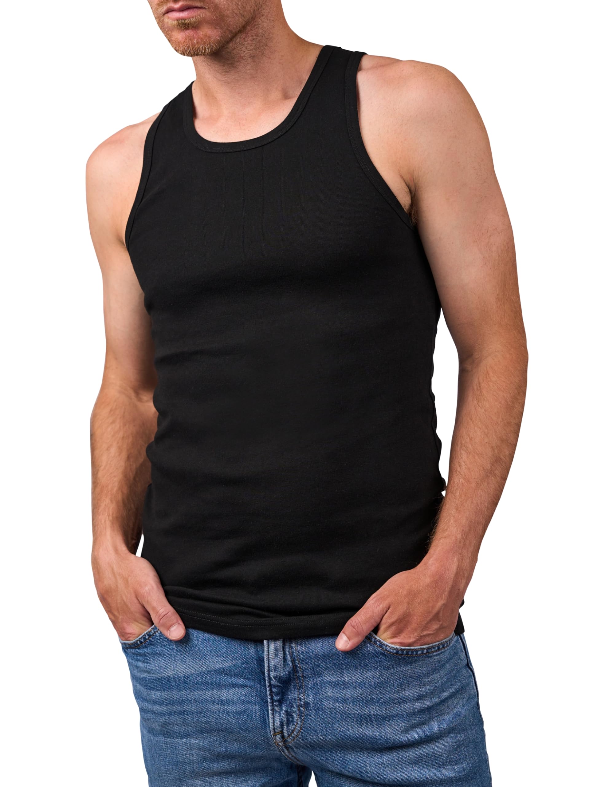 Basic Treasure 5er Pack Unterhemd Herren 100% Baumwolle, Tank Top, Herren Unterhemden, Hochwertige Ärmellos Unterziehshirt L Schwarz 5 Angebot bei HelloDeals