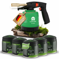 Lötlampe inkl. 5 Stechkartusche 190g mit Piezozündung Lötbrenner Gasbrenner mit Kartusche Bunsenbrenner Werkstatt Gaslötkolben Brenner Abflammgerät gas blow torch bunsenbrenner küche Lötbrenner inkl. 5 Gaskartuschen Angebot bei HelloDeals