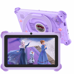Android Kinder-Tablet 7 Zoll (17,8 cm) Quad Core, 2 GB RAM, 32 GB ROM, 128 GB Erweiterung, Kindersicherung, Lerntablet und Unterhaltung mit Schutzhülle, stoßfest, WLAN, Youtube, Google Play Lila Angebot bei HelloDeals