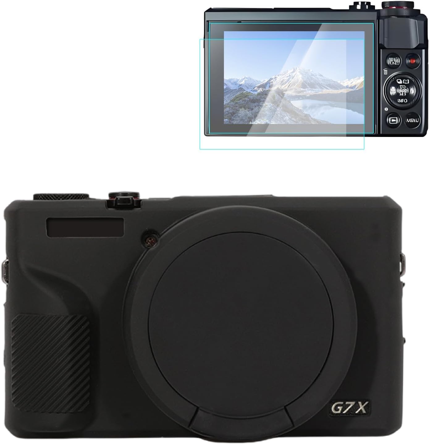 Rieibi Silikon-Schutzhülle für Canon G7X Mark III Hülle, G7X Mark III Zubehör mit 2 Stück Displayschutzfolie, Abnehmbarer Objektivschutz für Canon G7X Mark III Digitalkamera Schwarz Angebot bei HelloDeals