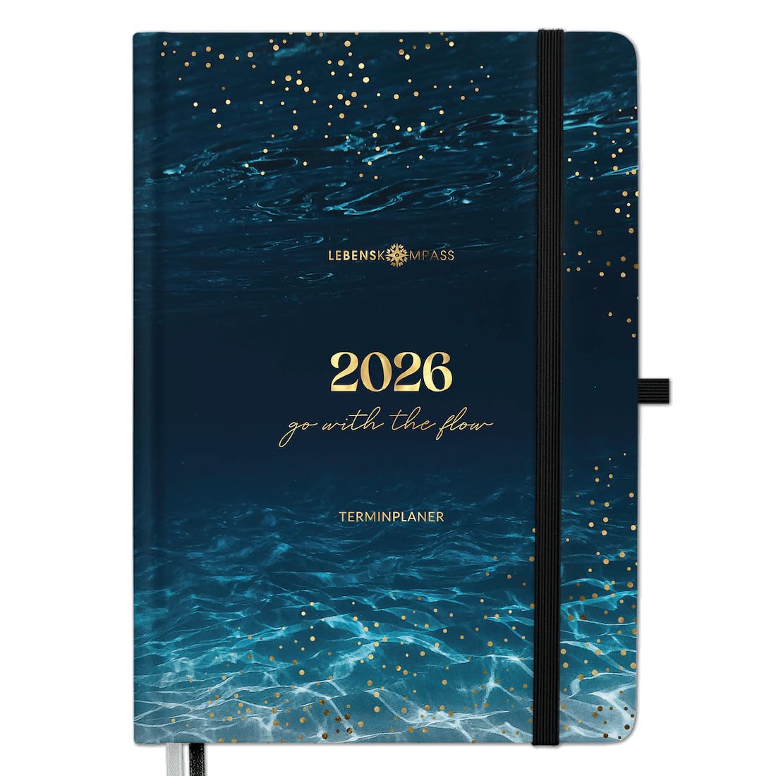 Kalender 2026 Terminplaner Buchkalender A5 von Lebenskompass® "AQUA" - Edler Wochenplaner 2026 & Terminkalender 2026 - stabiles Hardcover mit schöner Folienprägung Angebot bei HelloDeals