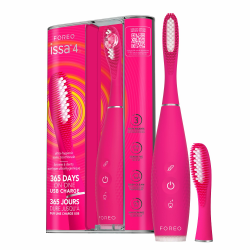 FOREO issa 4 elektrische zahnbürste 4-in-1, wiederaufladbar mit extra Bürstenkopf für 12 Monate, weiche Borsten, austauschbare Zahnbürstenaufsatz, Zahnaufhellung, ultra-hygienische Reinigung Fuchsia Angebot bei HelloDeals