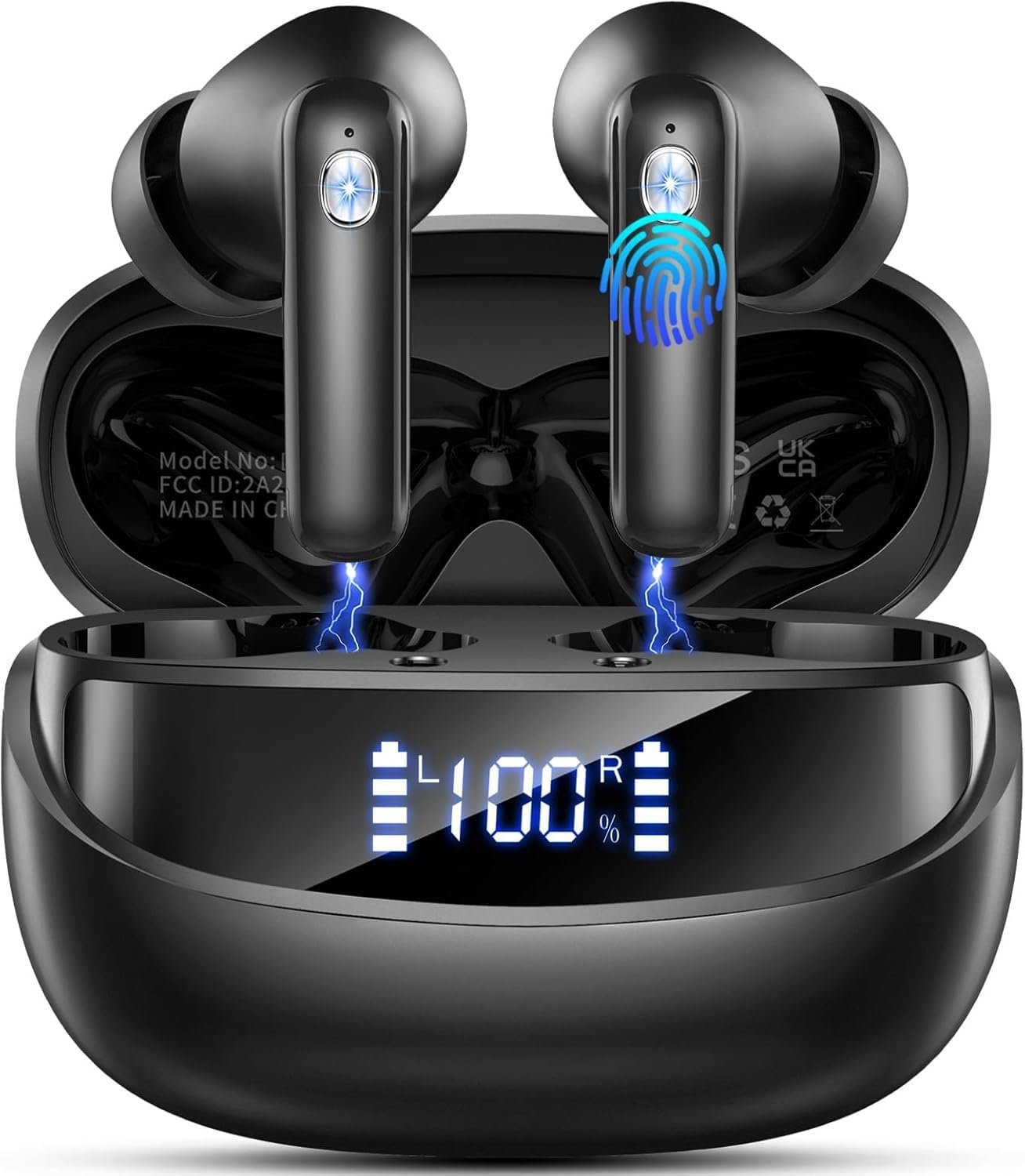 Bluetooth Kopfhörer, 2026 Kopfhörer Kabellos Bluetooth 5.4 HiFi Stereo, 50 Std Spielzeit In Ear Kopfhörer mit 6 ENC Noise Cancelling Mics, Ohrhörer mit LED-Anzeige, IP7 Wasserdicht Kabellose Kopfhörer Tinte Schwarz Angebot bei HelloDeals