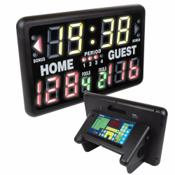 Perel Digitale Anzeigetafel, LED-Anzeige, Anzeigetafel elektronisch, Sport, mit Sporttimer, für innen und außen, Tischmodell, freistehend oder auf Fuß, 40,5 x 62 cm Angebot bei HelloDeals