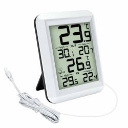 Urageuxy Kabelgebundenes digitales Innen-/Außenthermometer, Innen-/Außentemperaturmonitor mit 2m wasserdichtem Kabel mit Min/Max Aufzeichnung und Fühler für Haus, Büro, Gewächshaus, Aquarium, Kühlschr Angebot bei HelloDeals