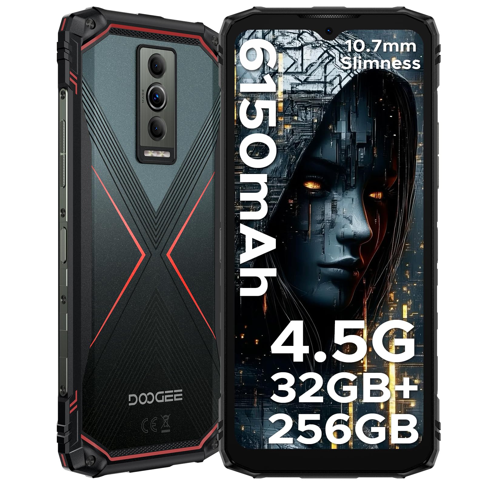 DOOGEE Blade 10 Pro Energy Outdoor Handy Ohne Vertrag, 32GB+256GB+2TB, 50MP Kamera, Widevine L1, 4.5G Dual SIM,Octa Core 6580mAh, Outdoor Samrtphone Android 15, 6.56" HD+ 90Hz, NFC/Face ID/OTG/IP69K RED Angebot bei HelloDeals